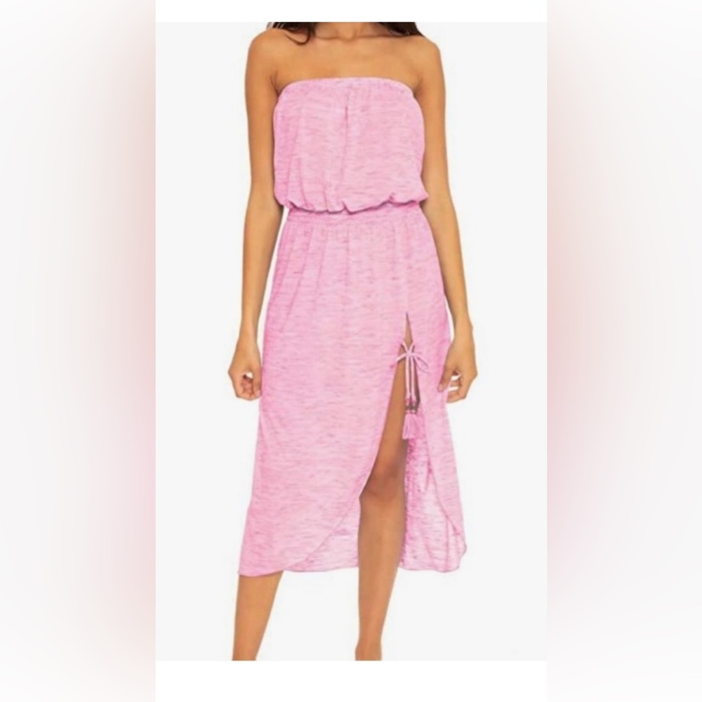 NWT Becca swim, pink strapless coverup, size medium